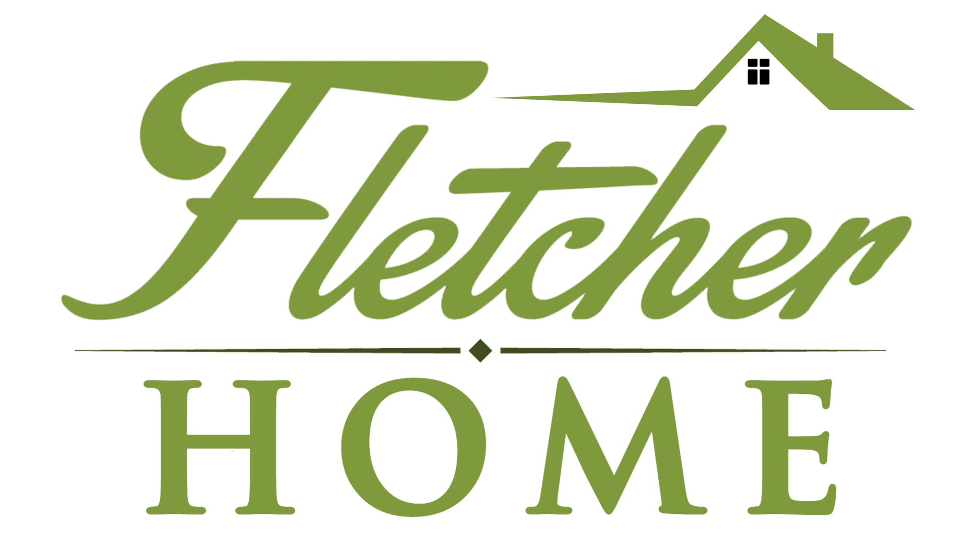 Fletcher Home logo with green script text and house icon with green roof